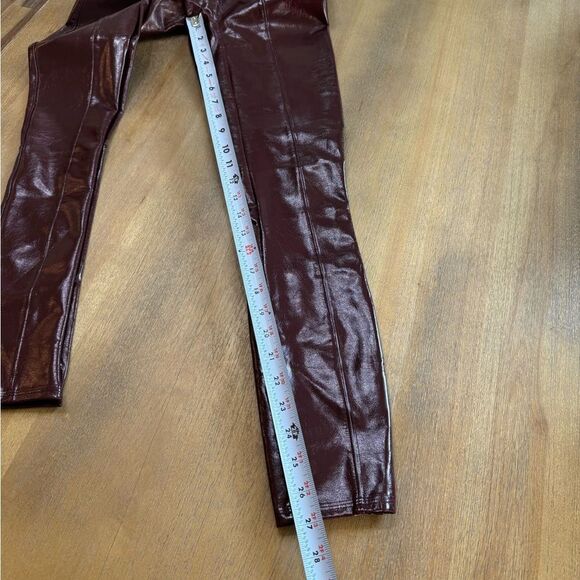 Spanx Faux Patent Leather Leggings XS Ruby High Rise Waist Shaping - Picture 6 of 14